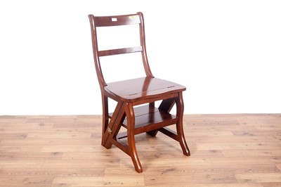 Lot 29 - A mahogany metamorphic library chair
