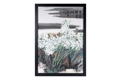 Lot 281 - Chen Minfen - Orchards blossoming in the spring | watercolour