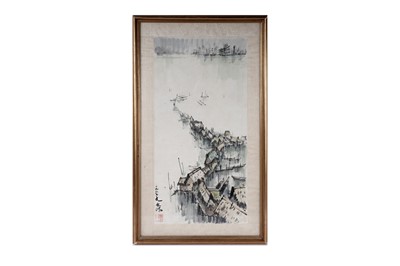 Lot 892 - Zhan Hong - Chinese estuary scene | watercolour