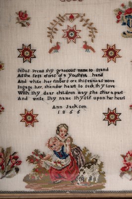 Lot 1483 - A Victorian motif sampler by Anne Jackson in 1855