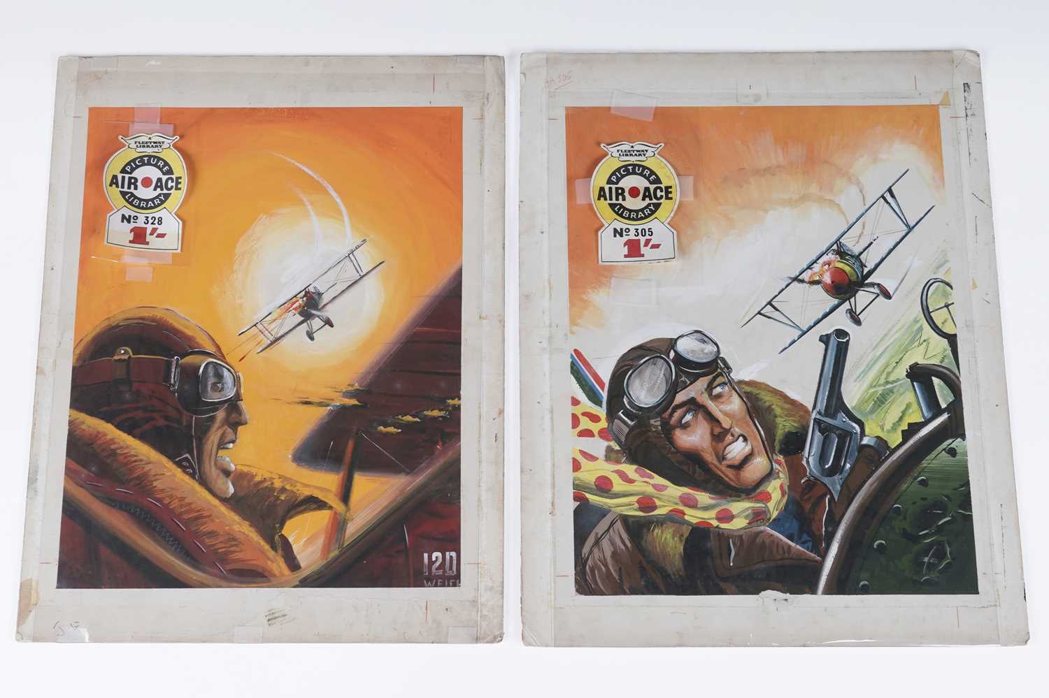Lot 134 - Original painted artwork for Fleetway’s Air Ace Picture Library No’s. 305 and 328