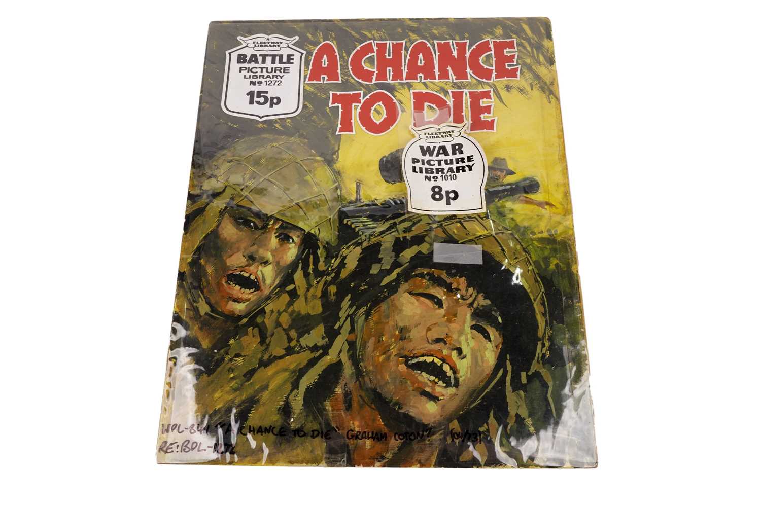 Lot 136 - Original painted artwork for Fleetway’s Battle Picture Library No. 1272 ‘A Chance to Die’