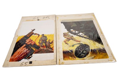 Lot 141 - Original painted artwork for Fleetway’s Battle Picture Library No. 65 ‘Trained to Kill’; and another