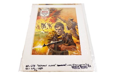 Lot 146 - Original painted artwork for Fleetway’s Battle Picture Library No. 238 ‘Defiant Island’