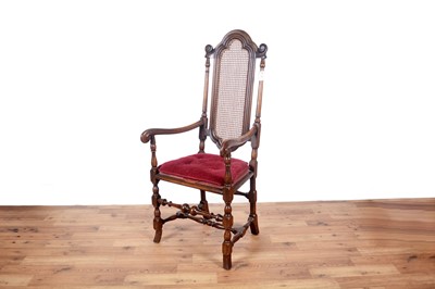 Lot 67 - Two late 19th/early 20th Century Jacobean style carved oak armchairs