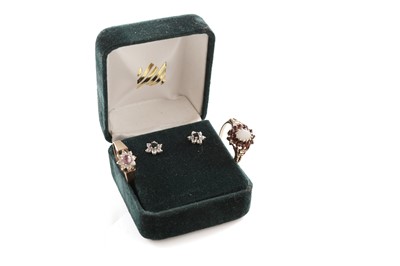 Lot 35 - Two cluster dress rings; and a pair of stud earrings