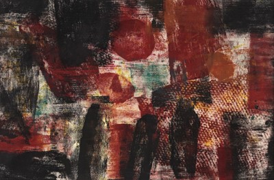 Lot 370 - Dennis Hawkins - Abstract in Red | oil