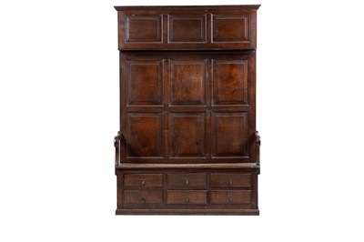 Lot 1265 - A George III elm bacon settle