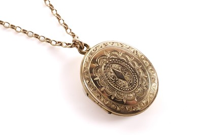 Lot 82 - A 9ct yellow gold belcher link chain necklace; and a locket