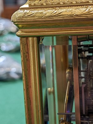 Lot 1373 - Drocourt, Paris: a 19th Century French gilt brass repeating carriage clock