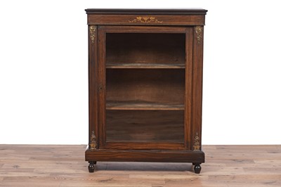 Lot 100 - A Victorian inlaid walnut and brass mounted pier cabinet