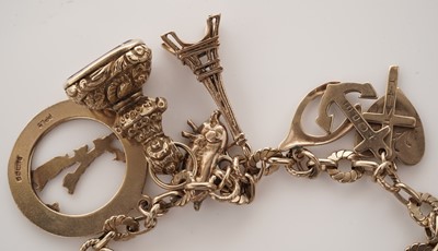 Lot 10 - A yellow gold charm bracelet