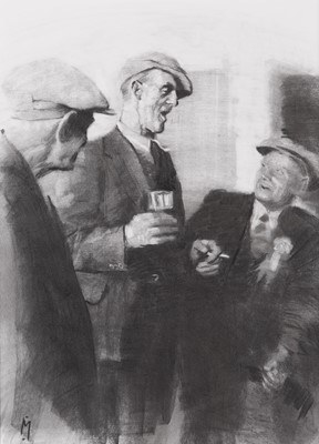 Lot 1459 - Nigel Mason - The Oldtimers | chalk and charcoal on paper