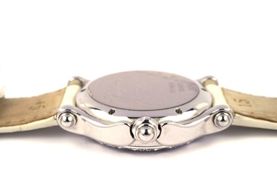 Lot 506 - Chopard Happy Sport: an 18ct white gold and stainless steel diamond set lady's wristwatch