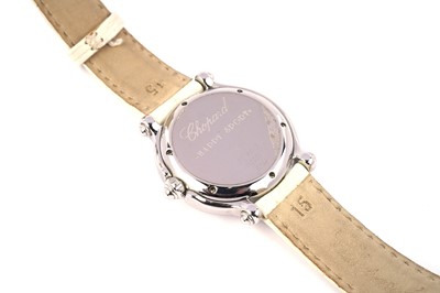 Lot 506 - Chopard Happy Sport: an 18ct white gold and stainless steel diamond set lady's wristwatch