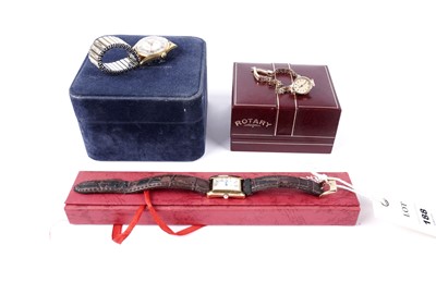 Lot 188 - A gold Rotary wristwatch; and two other Rotary wristwatches