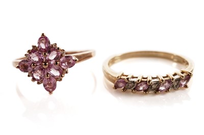 Lot 127 - Two fancy pink sapphire and diamond dress rings