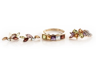 Lot 141 - A selection of coloured stone set gold jewellery