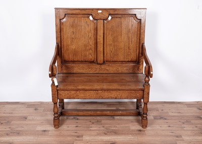 Lot 6 - An 18th Century style oak settle/bench