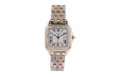 Lot 541 - Cartier Panthère: a diamond set 18ct yellow gold cased lady's wristwatch