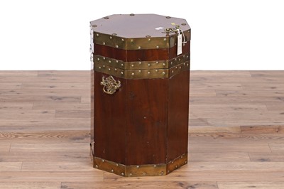 Lot 126 - An Asian octagonal brass bound mahogany box