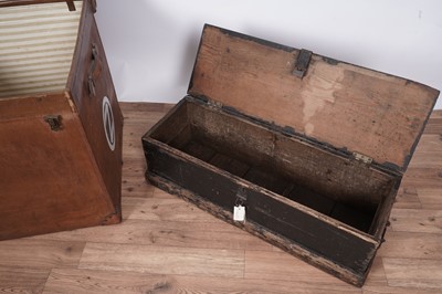 Lot 34 - A mid-20th Century leather bound trunk; and an early 20th Century hardwood toolbox