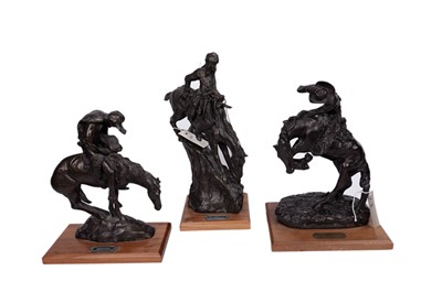 Lot 735 - A pair of bronze Franklin Mint figures and other figures and collectibles