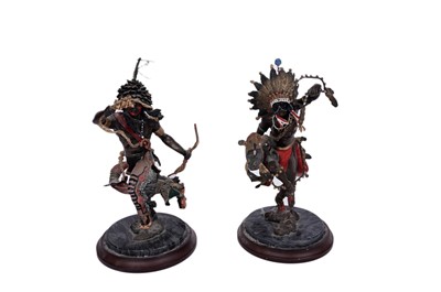 Lot 735 - A pair of bronze Franklin Mint figures and other figures and collectibles