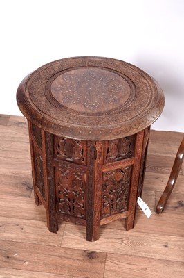 Lot 20 - An Anglo-Indian style brass hardwood table/stool; and other items