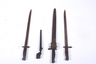 Lot 98 - Three WWI bayonets and another later