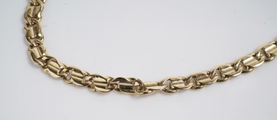Lot 695 - An Italian 18ct yellow gold fancy link chain necklace