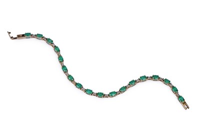 Lot 798 - An emerald and diamond bracelet