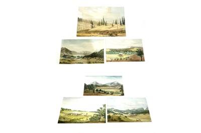 Lot 1077 - Elizabeth Anne Worthington and C J Worthington - Six American pioneer landscape views | watercolour