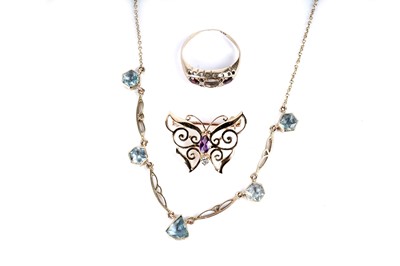 Lot 188 - An aquamarine necklet; and other jewellery
