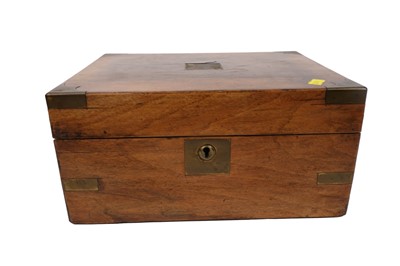 Lot 253 - A walnut campaign style writing slope; and a late 19th Century box