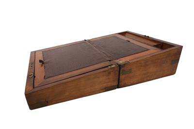 Lot 253 - A walnut campaign style writing slope; and a late 19th Century box