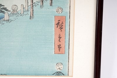 Lot 26 - Hiroshige Ando - 9 Oiso: Saigyo's Hermitage at Snipe Marsh | woodblock print