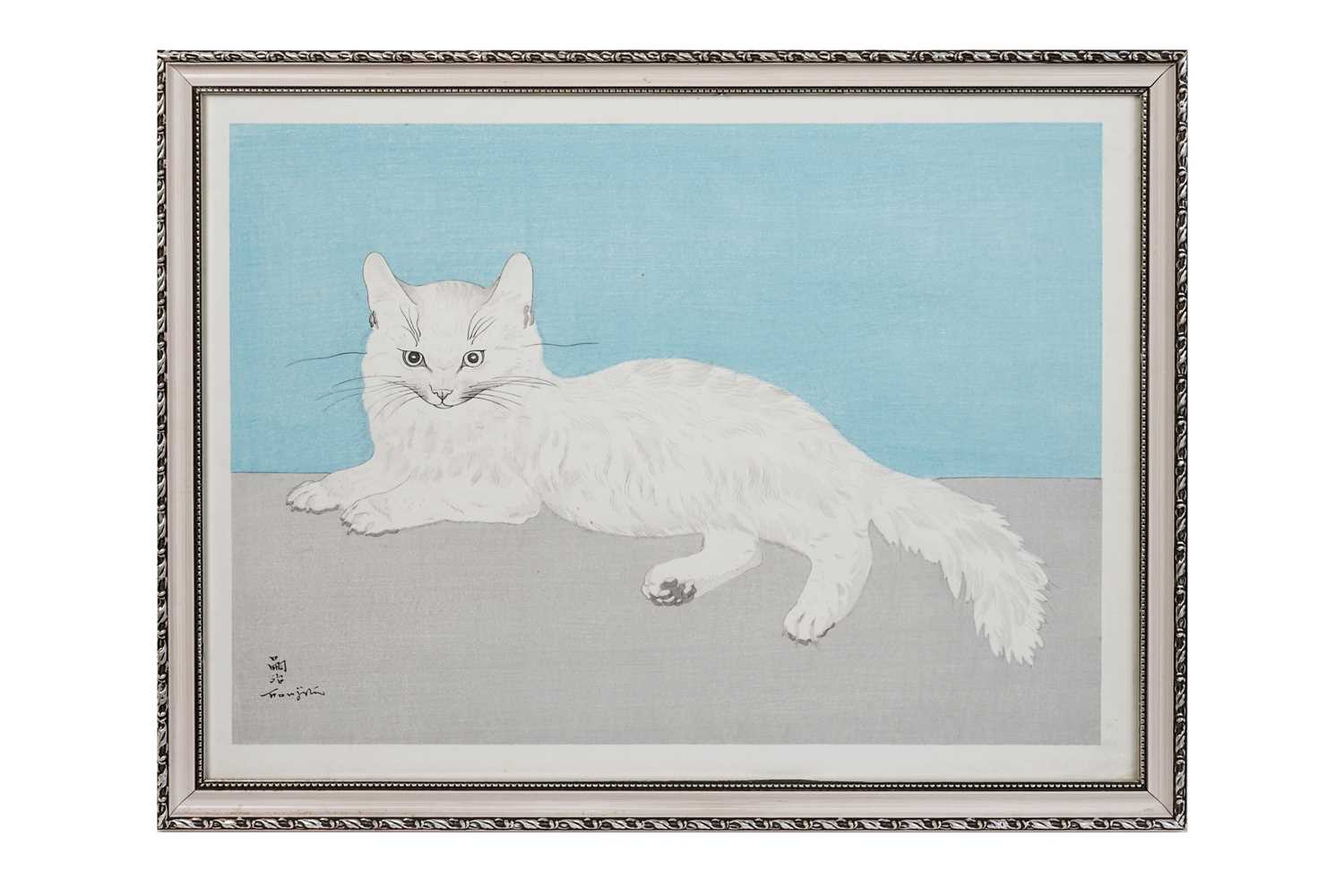 915 - Leonard Tsuguharu Foujita - White Cat | woodblock print
