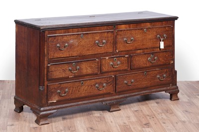 Lot 441 - A George III oak and mahogany banded Lancashire mule chest