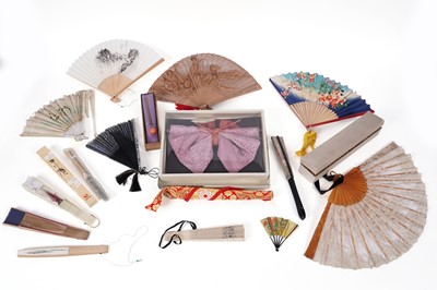 Lot 89 - Japanese hand held fans; and other items