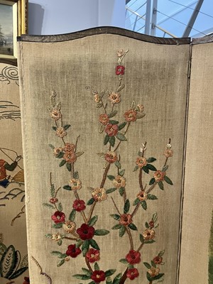 Lot 32 - A Vintage needlework four-fold room divide/screen