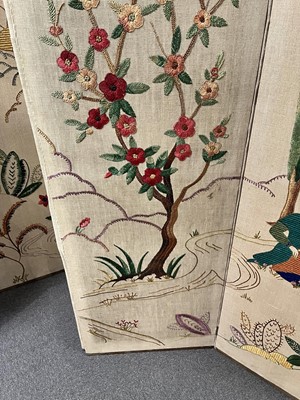 Lot 32 - A Vintage needlework four-fold room divide/screen
