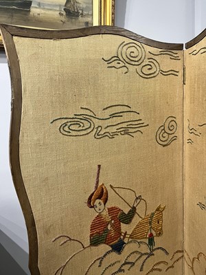 Lot 32 - A Vintage needlework four-fold room divide/screen