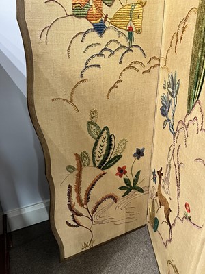 Lot 32 - A Vintage needlework four-fold room divide/screen