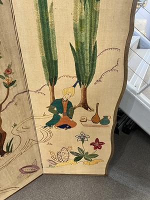 Lot 32 - A Vintage needlework four-fold room divide/screen
