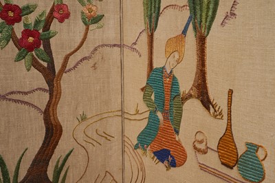 Lot 32 - A Vintage needlework four-fold room divide/screen