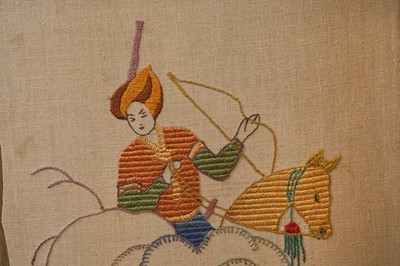 Lot 32 - A Vintage needlework four-fold room divide/screen