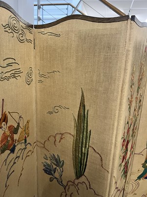 Lot 32 - A Vintage needlework four-fold room divide/screen