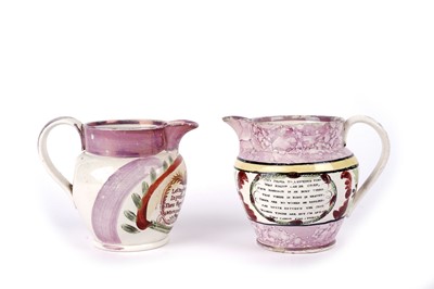 Lot 386 - Two 19th Century Sunderland pearlware jugs
