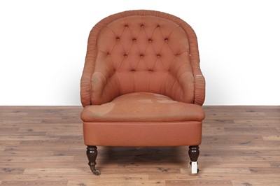 Lot 33 - A Victorian style button back tub armchair; and a Georgian style bowfront bookcase